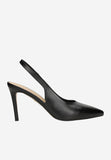 Wojas Black Leather High Heels with Single Strap | 3516551