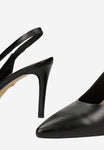 Wojas Black Leather High Heels with Single Strap | 3516551