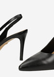 Wojas Black Leather High Heels with Single Strap | 3516551