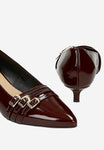 Wojas Burgundy Patent Leather Heels with Decorative Straps | 3517135