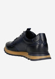 Wojas Dark Blue Leather Sneakers with Embossed Logo | 1020156