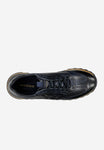 Wojas Dark Blue Leather Sneakers with Embossed Logo | 1020156