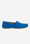 Wojas Blue Velour Leather Loafers with Golden Ornament | 4621060