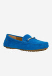 Wojas Blue Velour Leather Loafers with Golden Ornament | 4621060