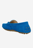 Wojas Blue Velour Leather Loafers with Golden Ornament | 4621060