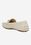 Wojas Beige Velour Leather Loafers with Decorative Crystals | 4632864