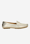 Wojas Golden Leather Loafers with Golden Ornament | 4621058