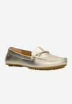Wojas Golden Leather Loafers with Golden Ornament | 4621058