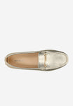 Wojas Golden Leather Loafers with Golden Ornament | 4621058