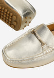 Wojas Golden Leather Loafers with Golden Ornament | 4621058