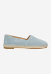 Wojas Light Blue Velour Leather Espadrilles Slip-On Flats | 4632566