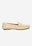 Wojas Beige Leather Loafers with Golden Ornament | 4621054