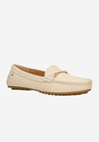 Wojas Beige Leather Loafers with Golden Ornament | 4621054