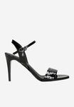 Wojas Black Leather Ankle Strap High Heels Sandals | 7619331