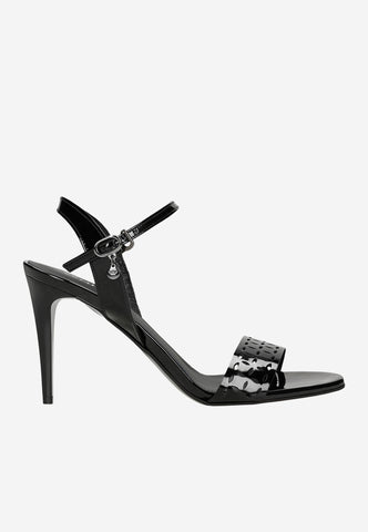Wojas Black Leather Ankle Strap High Heels Sandals | 7619331