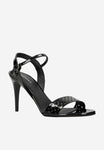 Wojas Black Leather Ankle Strap High Heels Sandals | 7619331