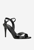 Wojas Black Leather Ankle Strap High Heels Sandals | 7619331