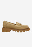 Wojas Beige Velour Leather Wedge Loafers | 4626464
