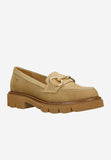 Wojas Beige Velour Leather Wedge Loafers | 4626464