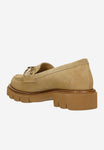 Wojas Beige Velour Leather Wedge Loafers | 4626464