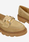 Wojas Beige Velour Leather Wedge Loafers | 4626464