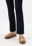 Wojas Beige Velour Leather Wedge Loafers | 4626464