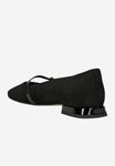 Wojas Black Velour Leather Ballet Flats with Single Strap | 4405171