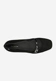 Wojas Black Velour Leather Ballet Flats with Single Strap | 4405171