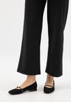 Wojas Black Velour Leather Ballet Flats with Single Strap | 4405171