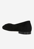 Wojas Black Velour Leather Ballet Flats with Metal Decoration | 4403161