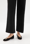 Wojas Black Velour Leather Ballet Flats with Metal Decoration | 4403161