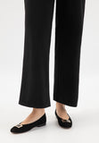 Wojas Black Velour Leather Ballet Flats with Metal Decoration | 4403161