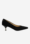 Wojas Black Velour Leather Heels with Golden Heel | 3516761
