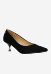Wojas Black Velour Leather Heels with Golden Heel | 3516761