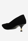 Wojas Black Velour Leather Heels with Golden Heel | 3516761