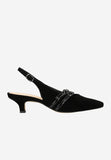 Wojas Black Velour Leather Heels with Decorative Straps | 3516071