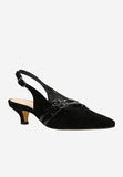 Wojas Black Velour Leather Heels with Decorative Straps | 3516071