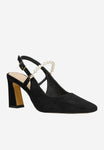 Wojas Black Leather High Heels with Decorative Beads | 3515961