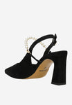 Wojas Black Leather High Heels with Decorative Beads | 3515961
