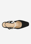 Wojas Black Leather High Heels with Decorative Beads | 3515961