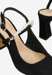 Wojas Black Leather High Heels with Decorative Beads | 3515961