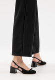Wojas Black Leather Heels with Decorative Bow | 3515871