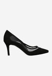 Wojas Black Leather High Heels with Black Mesh | 3515681
