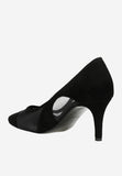 Wojas Black Leather High Heels with Black Mesh | 3515681