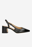 Wojas Black Leather Heels with Pantent Fronts | 3514771