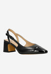 Wojas Black Leather Heels with Pantent Fronts | 3514771