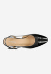 Wojas Black Leather Heels with Pantent Fronts | 3514771