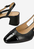 Wojas Black Leather Heels with Pantent Fronts | 3514771
