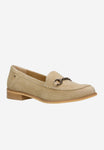 Wojas Beige Velour Leather Loafers with Decorative Buckle | 4633064