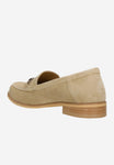 Wojas Beige Velour Leather Loafers with Decorative Buckle | 4633064